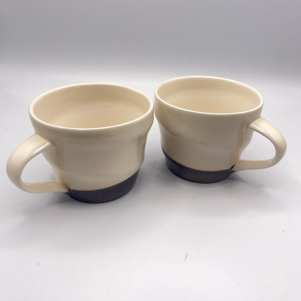 Set of 2 - 2013 Starbucks Coffee Mug Cream Bronze Brown 12 oz Mug Set